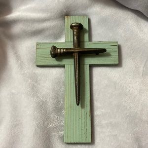 Sea foam green cross with nail accents